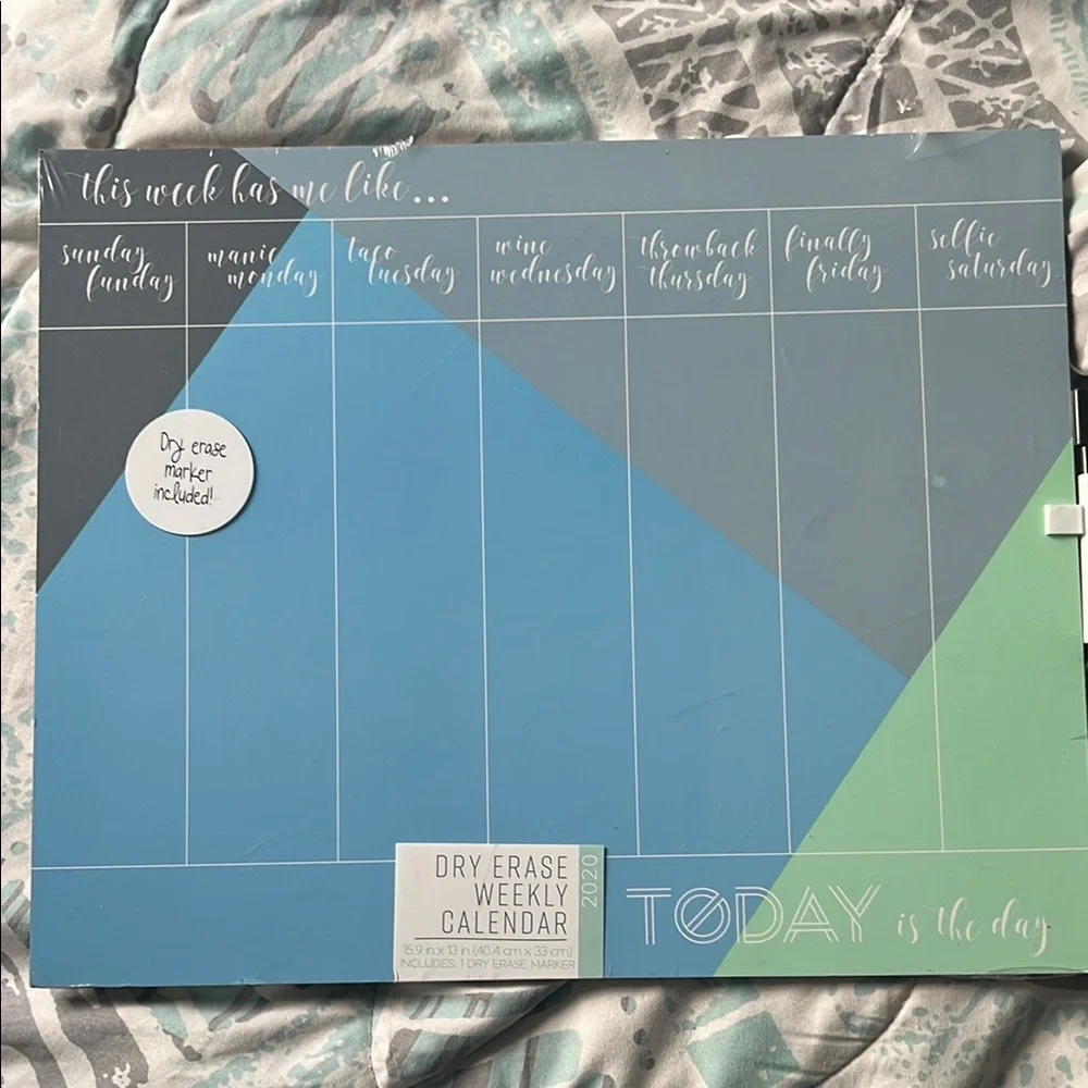 Blue and Gray Dry Erase Weekly Calendar